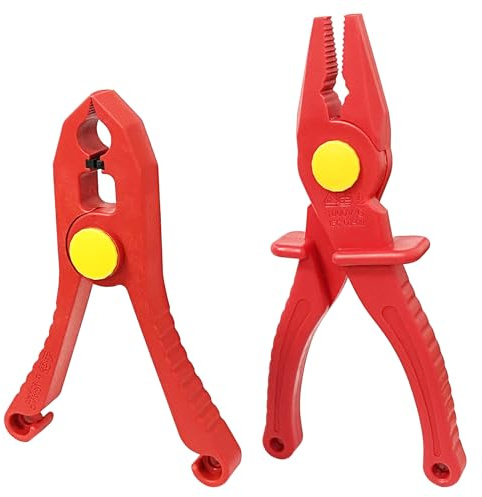 WEDO Insulated Tool 2PCS Set,Insulated Plastic Pliers,Plastic Spring Clamp,VDE 1000V,Length150mm,Spring Clamp for Instrument Installation and Circuit Breaking,Anti-Slip Handle,IEC 60900,GS Certificate