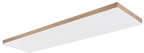 LED Deckenlampe Wohnzimmerleuchte Deckenleuchte Esszimmerleuchte, Alu Kunststoff Holzoptik weiß MDF, Fernbedienung dimmbar CCT Memory/-Nachtlicht Timer, 36W 2250lm 2700-6500K, L 120 cm