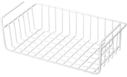perfk Cesta organizadora de Alambre Debajo del Estante, Estante de Metal para maximizar el Espacio, gabinete, Cesta de Alambre multifunción, Cesta, Blanco 32x22cm