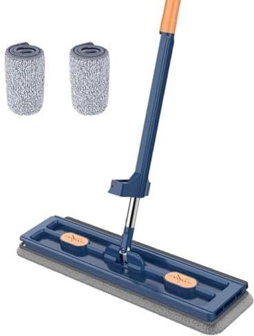 Karriter Trapeador Plano Grande, Trapeador, Trapeador Giratorio de 360° con Raspador Deshidratador, Trapeador MáGico 360° con Raspador de DeshidratacióN Azul