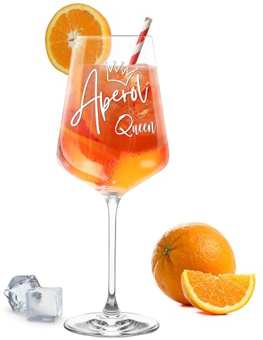Gravur-Max Aperol Glas 560 ml „Aperol Queen“ – Graviertes Leonardo Puccini Weinglas – Handgefertigt in Deutschland, spülmaschinenfest & stoßfest – Geschenk für Aperol-Fans MA-0101090-1G