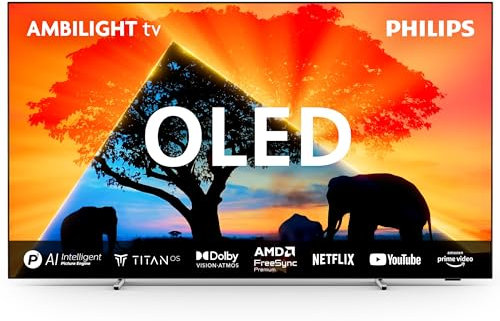 Philips Ambilight 55OLED769: Smart TV 4K OLED - Pantalla de 55 Pulgadas con P5 AI Picture, Titan OS, Dolby Vision y Dolby Atmos Sound, Funciona con Alexa y Asistente de Google - Marco Metálico