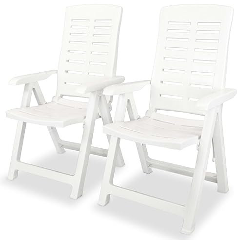 Iiaky Verstellbare Gartenstühle 2 STK. Kunststoff Weiß Gartenstuhl Verstellbar BalkonstüHle GartenstüHle - 43895