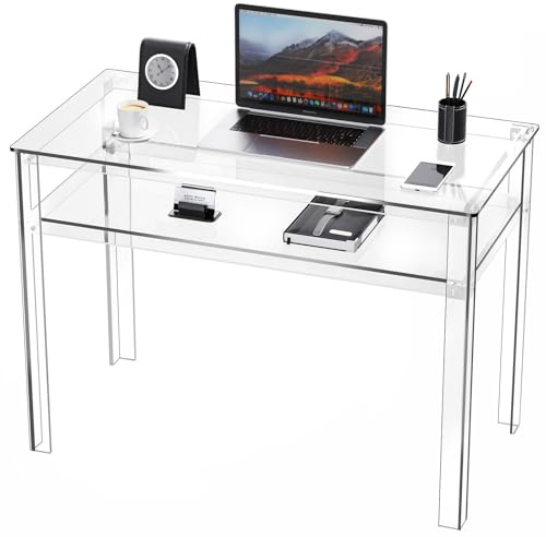 solaround Acryl Schreibtisch Transparent, 100 x 50 x 75 cm, Bürotisch für Arbeitszimmer (Transparent)