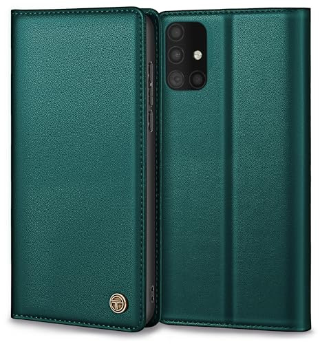 Thorhülle Handyhülle für Samsung Galaxy A51 4G Hülle, Premium Lederhülle Schutzhülle für Samsung A51 Hülle Wallet Kartenfach Standfunktion Klappbar Flip Case für Galaxy A51 Hülle, Blau Grün