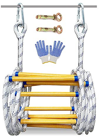 PNAJFUEL Seilzugleiter,Sicherheitsleiter Feuerleiter, Hochbelastbare Kletterseilleiter,Sicherheitsleiter Für Den Notfall Feuerleiter/30Cm Spacing/8M/26.2Ft