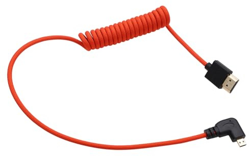 HangTon - Cable micro HDMI a HDMI 8K 4K60p para Canon R6 II R5C R5 Sony ZVE10 A7C A7R IV III A7S II Lumix S5 S9 GH4 Cámara ATOMOS Ninja V Ultra SmallHD Monitor, ángulo rígido tipo A D HDMI 2.1 Rojo