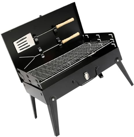 Parrilla de Barbacoa Portátil Plegable Negra de Hierro