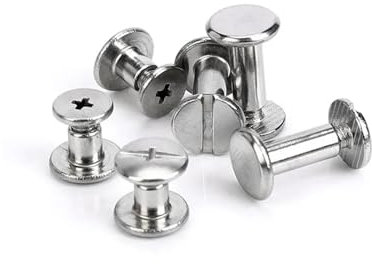 WGX123 10er-Pack Edelstahl-Bindeschrauben, Bolzennieten, Schlitz-Gurtschrauben for DIY-Fotoalbum, Tisch- und Menüverschlüsse, 8,5-mm-Kappe(M4,16mm)