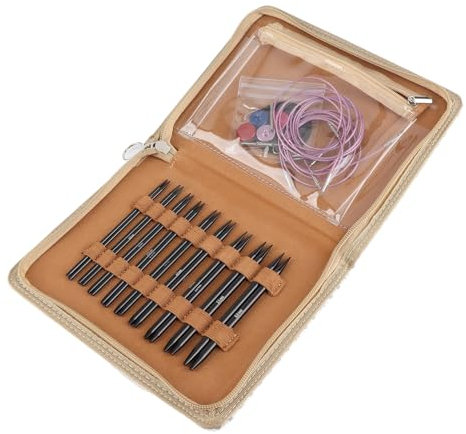 Austauschbares Rundstricknadel-Set, Ergonomisches Design in den Größen 3 Bis 6 Mm mit Praktischer Aufbewahrungstasche, Ideal Zum Basteln und Deckenstricken
