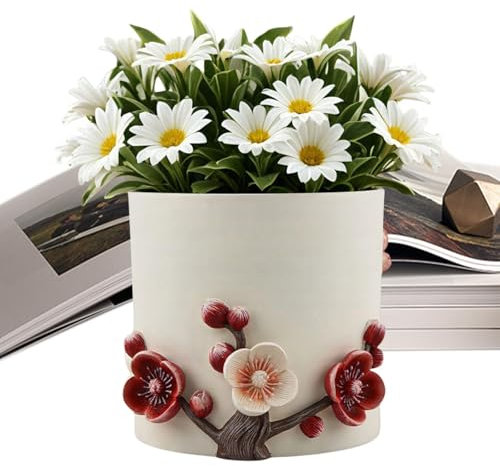 Pot de fleurs | Vase de fleurs de prunier en relief fait à la main | Pots de fleurs d'extérieur et d'intérieur, pot de fleurs créatif de grand calibre pour décoration intérieure et extérieure