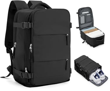 HPLQQ Mochila Viaje Cabina Avion 40x30x20 para Ryanair Mochilas para Mujer Bolsa de Cabina Equipaje de Mano Cabina Avion Mochila de Senderismo Mochila Impermeable Cabina Mochila,A1-Negro