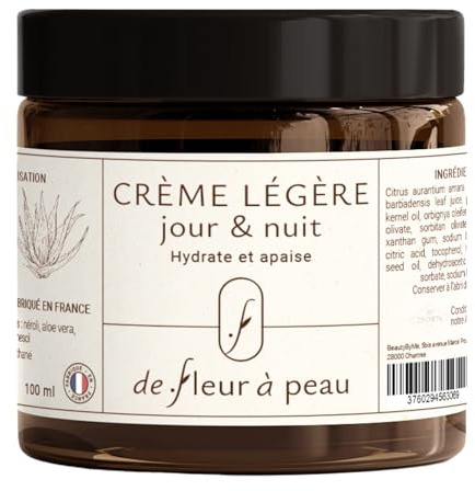 De Fleur à peau - Crema leggera giorno & notte - Ricca di Aloe Vera e olio di nocciolo di albicocca | Ingredienti puri, composizione naturale e attiva al 100% - Formulato e prodotto in Francia - 100