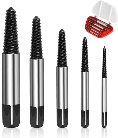 Estrattore Viti Danneggiate BOBOPACK 5PCs Vite Set Estrattore,Estrattore Viti Spanate, Kit Professionale per Rimozione Viti Spanate, Rotte o Arrugginite, per Tubi Rimuover le Viti Danneggiate