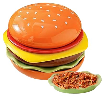 Duroecsain Set di stoviglie, set di piatti | Piatti ad immersione sushi,Cinebi da cucina impilabili a 6 strati Burgers di collaborazione dessert per feste e matrimoni