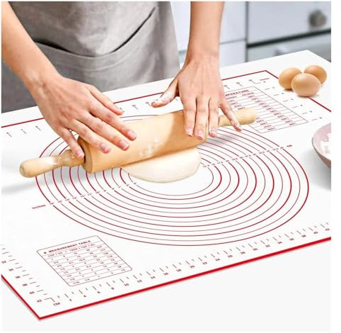 Tapete grande de silicona para amasar, para hornear, pizza, pastel, masa, antiadherente, para hornear (tapete de macarrón, 30 círculos)