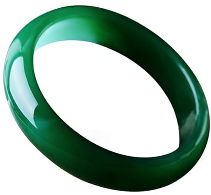 SANSWUNIU 1 Pcs Grün Jade Armreif Handgeshnitztes，Natürliches Jade-Armband，Armreifen für Damen, Charm Jewellery，Glücksamulett für Damen Lady(Size:64mm/2.52inch,Color:grün)
