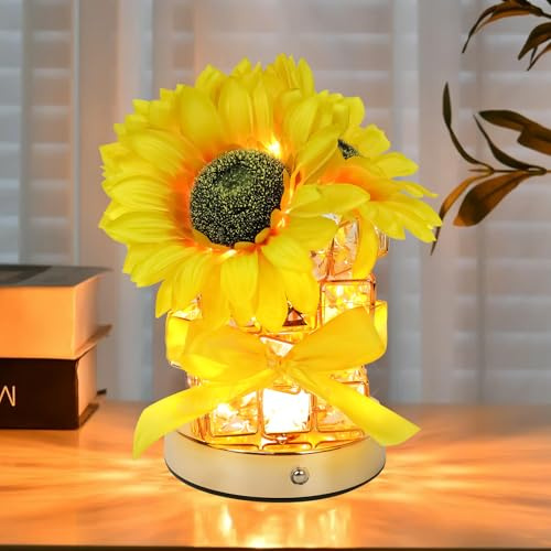 mumisuto Luz Nocturna Infantil,USB Recargable Girasol LED Lámpara de Noche,Luz de Noche con Forma de Girasol,Día de la Madre Aniversario Regalos para Niñas Familiares y Amigos Dormitorio Decoración
