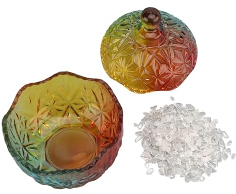 Haofy Crystal Degaussing Candy Jar, Bol de Rangement Exquis avec Couvercle pour Arôme Bijoux Grand Plat avec Couvercle en Verre Décoratif pour une Fête de Buffet Décoration de Mariage