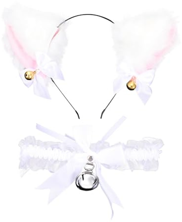 Mipcase Diadema Orejas De Gato Collar De Peluche Campana Para Cosplay Infantil De Tocado De Fiest