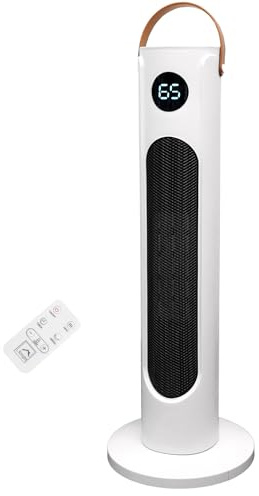 KNIGHT Electric Heater 2000W Portable Ceramic Fan Heater for Home, 80° Oscillating PTC Tower Heater with Remote, Instant Heating in 3 Seconds for Large Room, Touch Screen Control & Leather Handle
