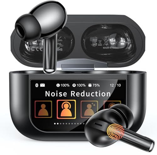 ZZU Kopfhörer Kabellose Bluetooth mit Smart Touchscreen, 48 Std. Laufzeit, Bluetooth 5.4 In-Ear Ohrhörer mit ANC & ENC Geräuschunterdrückung, 5 EQ-Modi, HiFi Stereo, IPX7 Wasserdicht Anthrazit