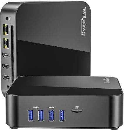DreamQuest Ultra Fast Mini PC Windows 11 Pro Preinstalled, Intel N95 3.4GHz 12GB DDR5 512GB SSD, Portable Mini Desktop PC with Dual HDMI2.1 DP Port WiFi 6/BT 5.3 for Home Office