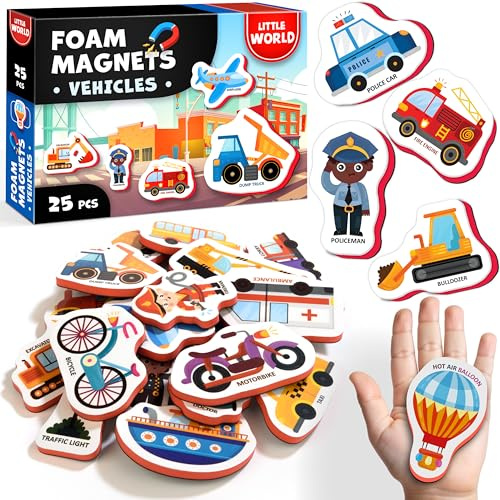 Little World Juego Grande de 24 imanes de Espuma para Nevera para niños de 1 año, imanes de Aprendizaje para bebés, imanes de Nevera para niños pequeños, imanes de Nevera para niños de 2 años, imanes