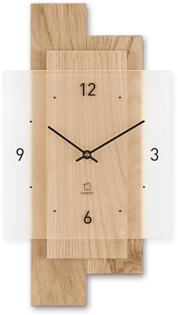 Natuhr Wanduhr Holz Eichwald Modern geräuscharm Eiche U.T.S. Uhrwerk (Eiche unbehandelt, Quarz)