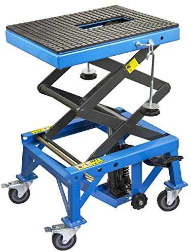 STIX Hydraulischer Motorradheber mit Räder 140kg, Einstellbare 350-870 mm Montagebock Motorradlift, für Motorräder, ATVs und Quads