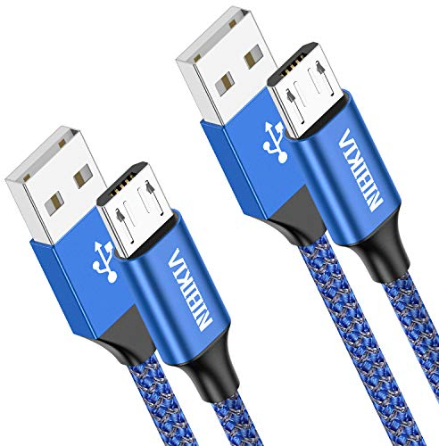 Cavo Micro USB [2Pack/2M+2M] Cavo USB in nylon per Android Cavo di ricarica USB veloce compatibile con Samsung S7 S6 S5 J7 J5 J3 Note 5 A10, HTC, Huawei, Sony, Nexus, Nokia e altri