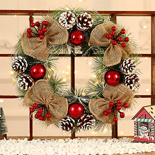 Türkranz Weihnachten Außen Weihnachtskranz für Tür, Kranz Weihnachten Weihnachtskranz Deko Tisch Kranz ​Tannenkranz Künstlich, Weihnachts Türkranz Adventskranz Weihnachtsdeko Modern Aufhängung Haustür