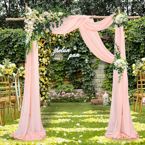 Tende ad arco da sposa in tessuto 2 pannelli 18Ft pesca chiffon tessuto tendaggi cerimonia di nozze decorazioni per il ricevimento