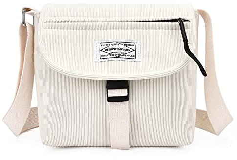 Kleine Damen-Umhängetasche, Handtasche, stilvolle Handtasche für Damen, Cord, Hobo-Tasche, modische Umhängetasche, Handtasche, Cremeweiß, Small