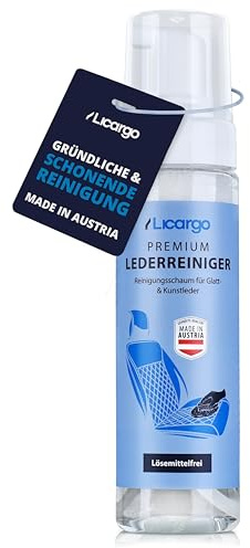 LICARGO Lederreiniger Auto - SCHONEND & EFFEKTIV - Reinigungsschaum für Glatt- & Kunstleder, entfernt hartnäckigste Verschmutzungen - ideal für Autositze, Lenkrad u.v.m. - Auto Leder Reiniger 200ml