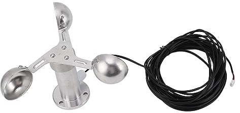 Windgeschwindigkeitssensor, 0–3,8 V, Anemometer aus Aluminiumlegierung für Wetterstation Zur Windmessung, Windmessdetektor mit Drei Tassen, Windsensor mit 8-Meter-Kabel