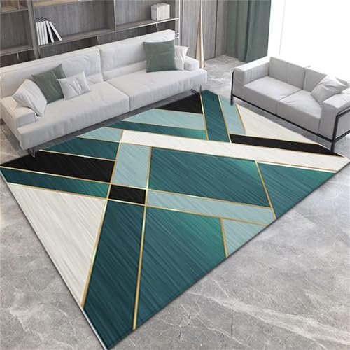 Kunsen Schlafzimmer deko Geometrischer Innenraum kurzflor Teppich grau grün Flickenteppich tepich180X280CM