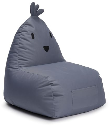 Lumaland Pouf pour enfant Chicken | Pouf familial animal pour enfants | Pouf résistant à l'eau pour intérieur et extérieur | Matériau facile à entretenir | 80 x 75 x 75 cm & 3,1 kg léger [Gris]