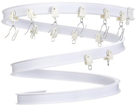 sourcing map Flexible Gebogene Deckenschiene Biegsame Halterung für Vorhangschiene Etagenbett Erkerfenster Raumteiler (Weiß 6.5ft)