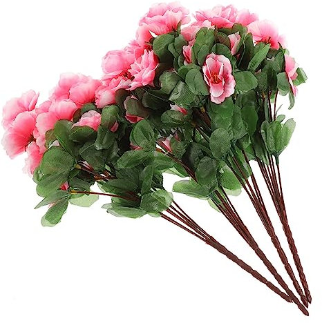 Warmhm 4stücke Teiliges Künstliche Rhododendron-dekoblumen in Lebensechte Seidenblumen Für Innen Außendekoration Pflegeleichte Wetterfeste Kunstpflanzen Für Wohnzimmer Garten Party Büro u