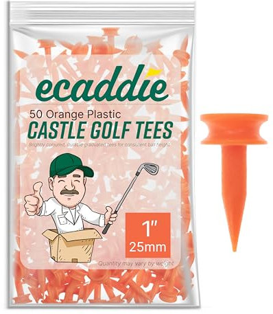 ECADDIE Golf-Tees aus Kunststoff, Orange, 25 mm, 50 Stück