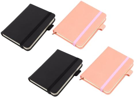 NUOBESTY Taschennotizbücher A7 4 Stück-Pack aus PU und Papier für Notizen | Kompakt für Büro und Reisen, Glatte Schreibfläche, zum Festhalten von Ideen