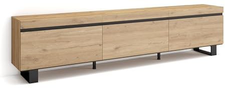 Skraut Home | Mueble TV | Televisión | Muebles de salón, almacenaje | 240x57x35 cm | Diseño Industrial | Estilo Moderno | Roble