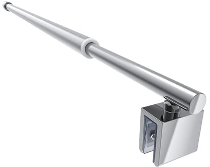 SVNR Porta doccia, asta telescopica regolabile da 700 mm a 1200 mm, in acciaio inox, forma rotonda per pareti e cabine walk-in, adatta per vetri di spessore da 8 a 10 mm, argento chiaro