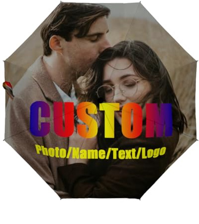 SJHAZSL Personalisierte Regenschirme, Design Personalisiert Foto/Text Regenschirm, Faltbare Regenschirme, für Reisen im Regen, UV-geschützt, Outdoor Sun&Rain für Regen/Sonne, Reisen, Geschenk