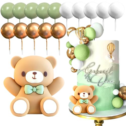 JeVenis Oso de peluche para decoración de tartas oso de peluche decoración | Oso de peluche para decoración de tartas oso de peluche decoración para tartas para niñas 1 año decoración para tartas