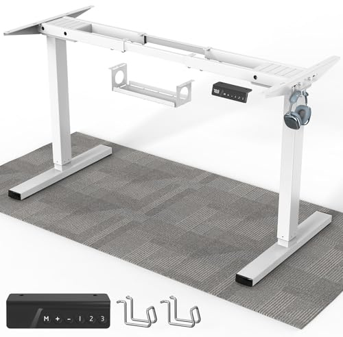 Xyndyx höhenverstellbarer Schreibtisch Gestell mit 2 starken Motoren, tischgestell höhenverstellbar elektrisher mit 3 Memory-Steuerung und Kollisionschutz Funktion, Weiß