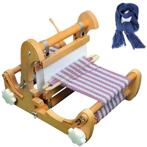 POGOAO Tisch-Handwebmaschine, Faltbare Handstrick-Webmaschine, Webbreite 20 cm, einstellbare Dichte, DIY-Holzwebstuhl-Set für Schals, Untersetzer, Tischsets, Stoffbeutel
