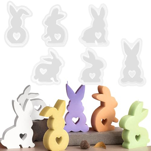 6 Piezas Moldes de Silicona de Pascua de Conejo,3D Pascua Molde | Silicona Conejo Molde de Conejo para Pascua para DIY Velas Caseras Jabón