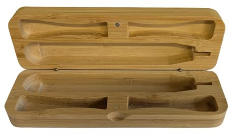 Naturlig bambu elektrisk tandborste resväska, ventilerad design med säker stängning kompatibel med sonicare och nyare modeller roterande borstar